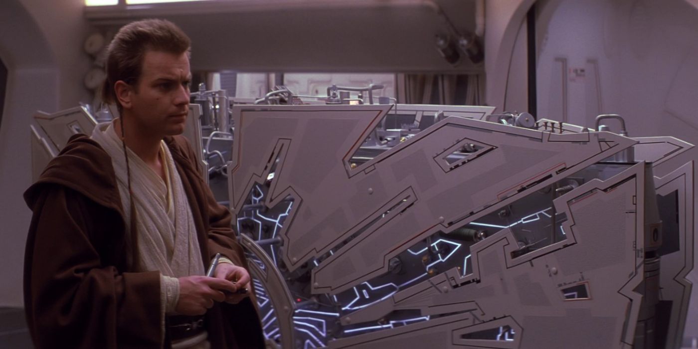 Obi-Wan with the hyperdrive in Star Wars: Phantom Menace.