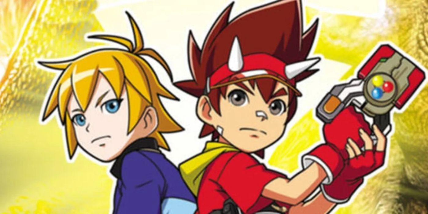 Characters on the cover of Dinosaur King DS.