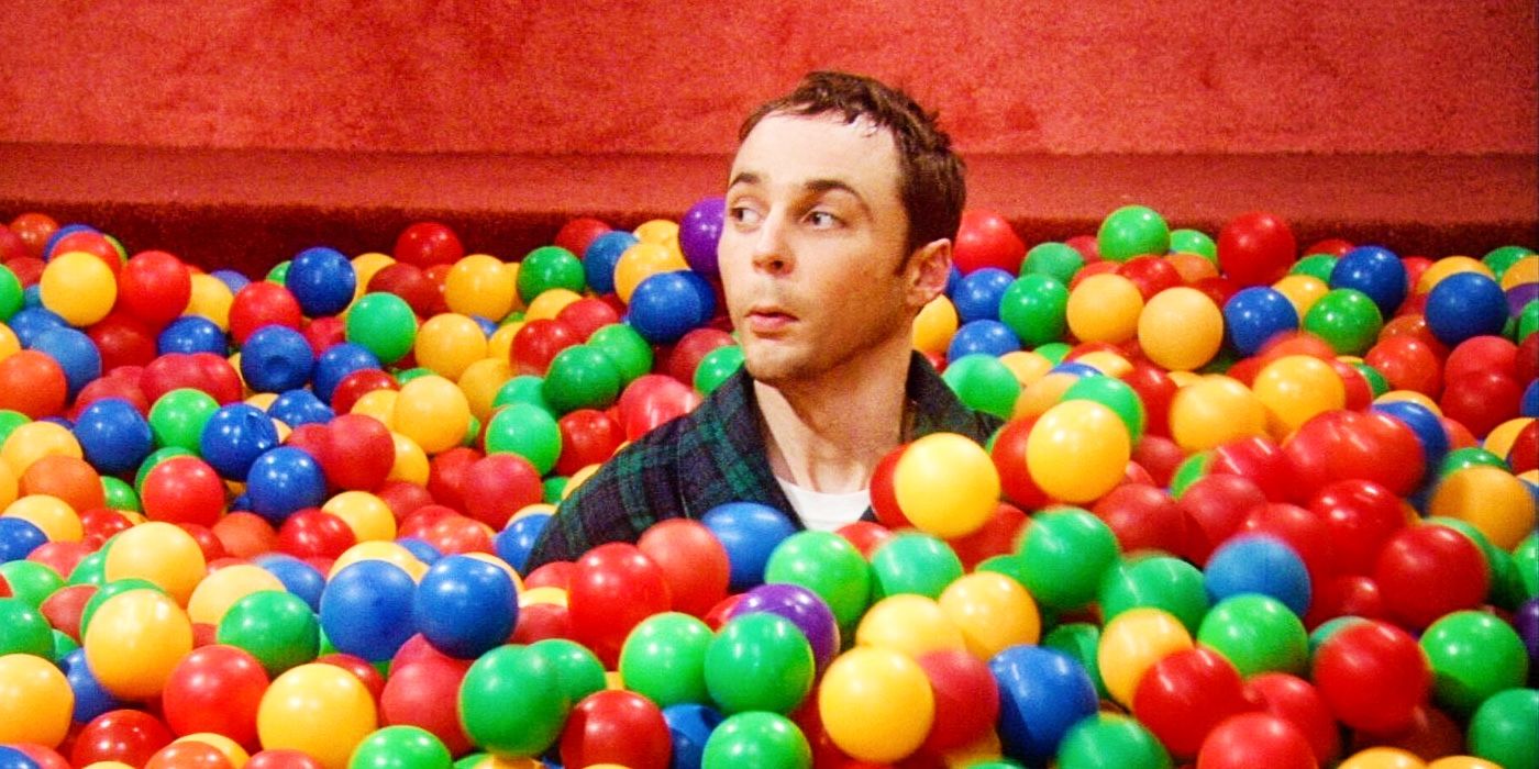 Sheldon in a ball pit in The Big Bang Theory