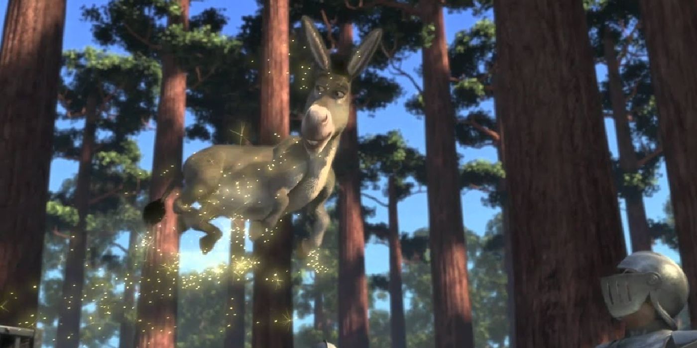 Donkey flies through the air in Shrek