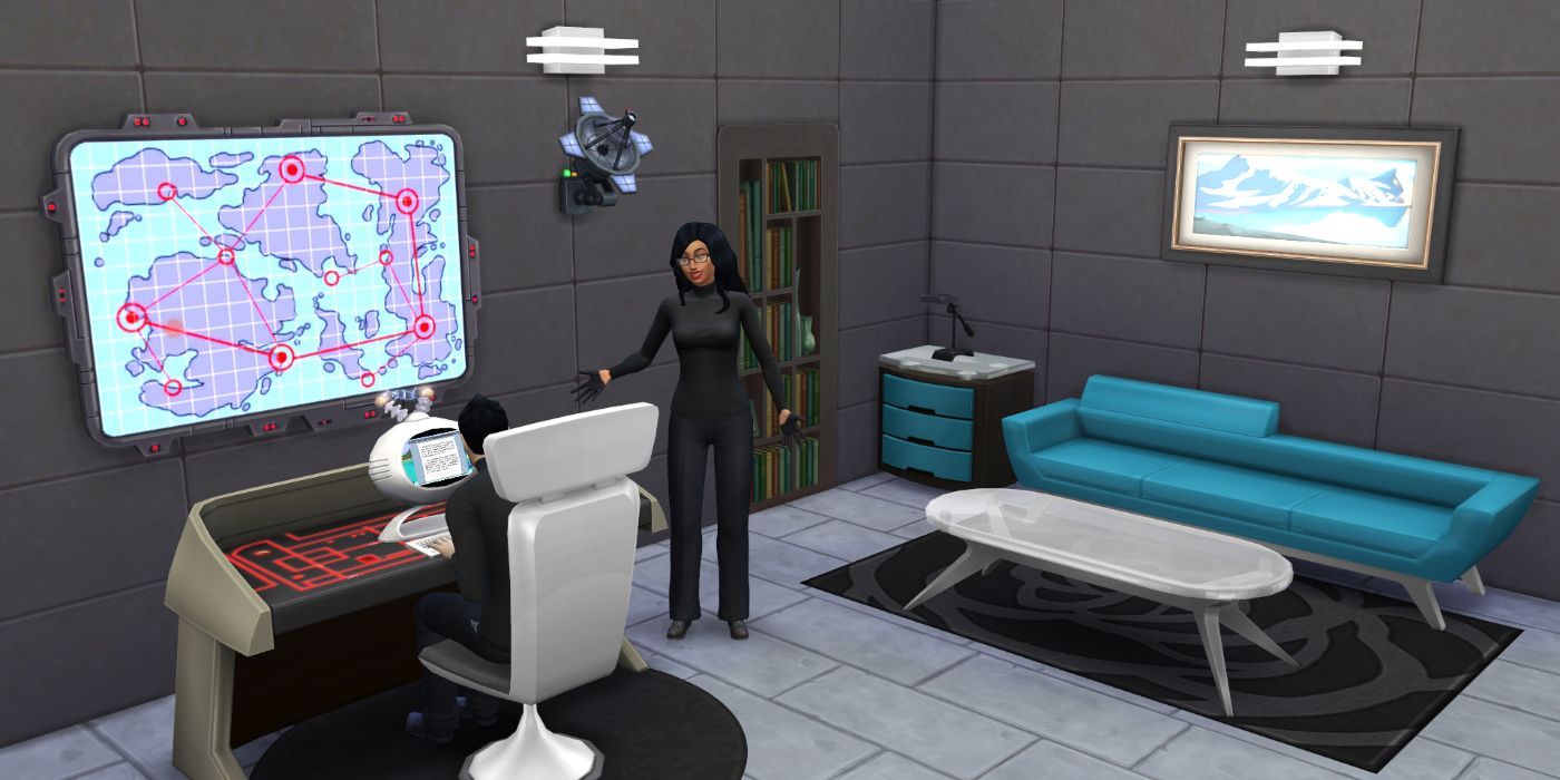 Two diamond agents in their office in The Sims 4