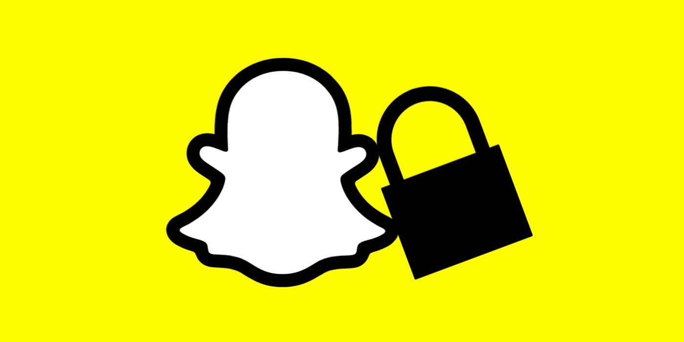 Logo fantôme Snapchat à côté d'une icône de verrouillage, sur fond jaune