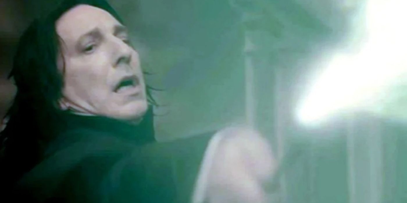 Snape lançando a maldição da morte para Dumbledore