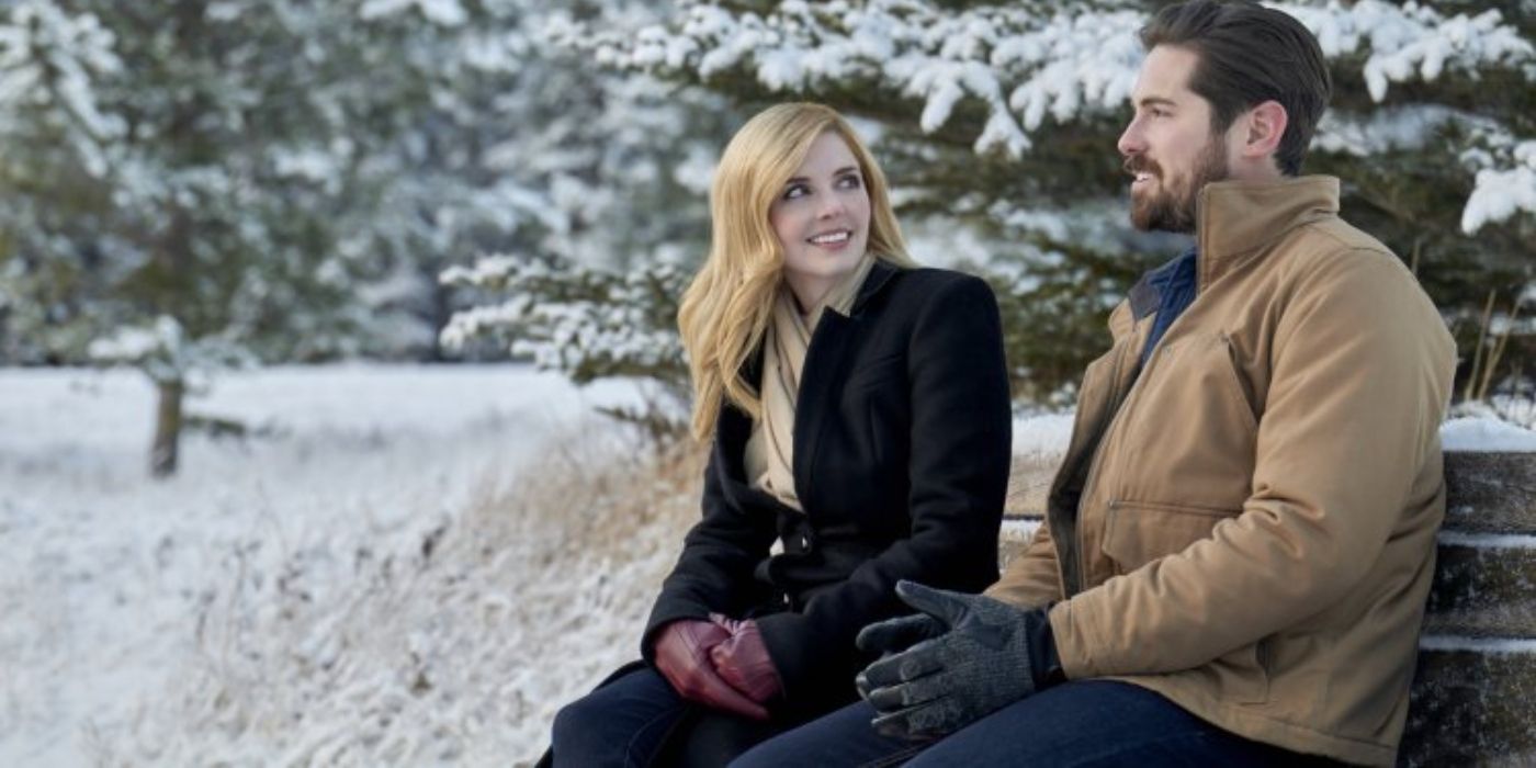 Kate and Noah sitting outside in Snowkissed