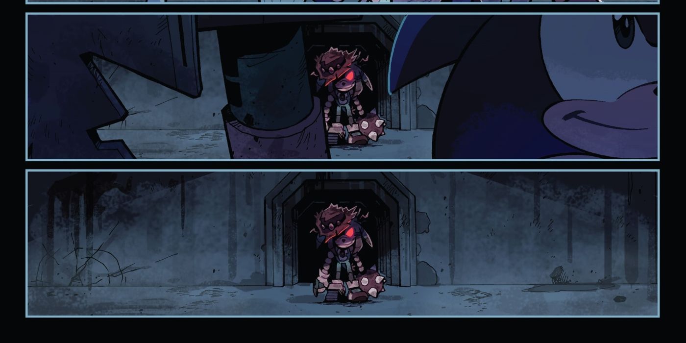 Sonic stalked by Mecha Knuckles.