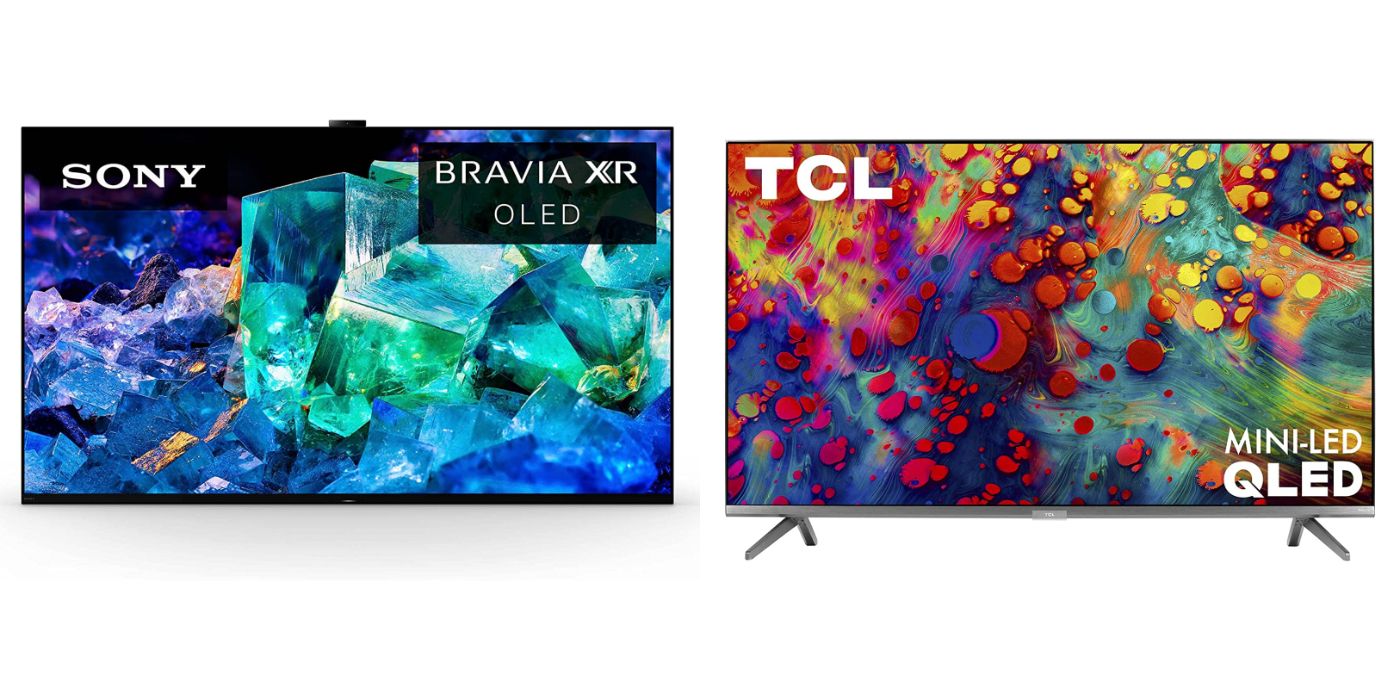 Split image of the Sony Bravia XR and TCL 6-Series TVs.