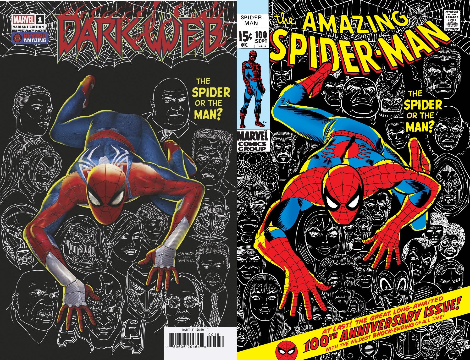 Spider-Man 100 Cover Dark Web 1 Comparação