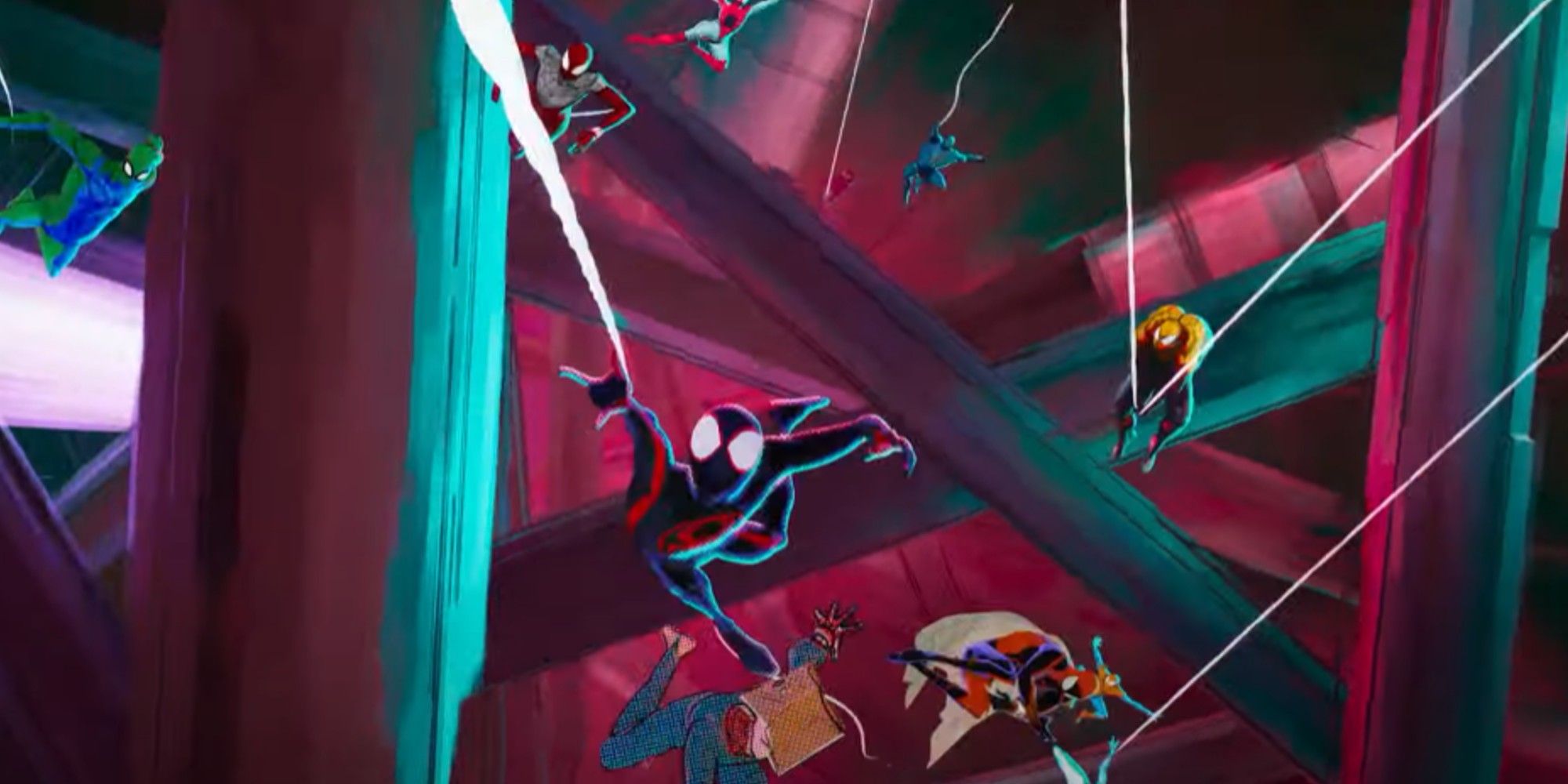 Homem-Aranha Através do Verso-Aranha Parte 1 Trailer Variantes do Homem-Aranha Balançando