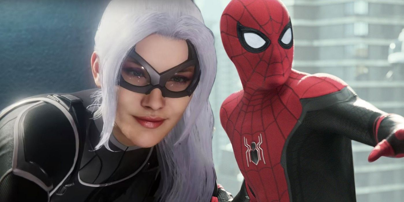A collage of Black Cat and Spider-Man.