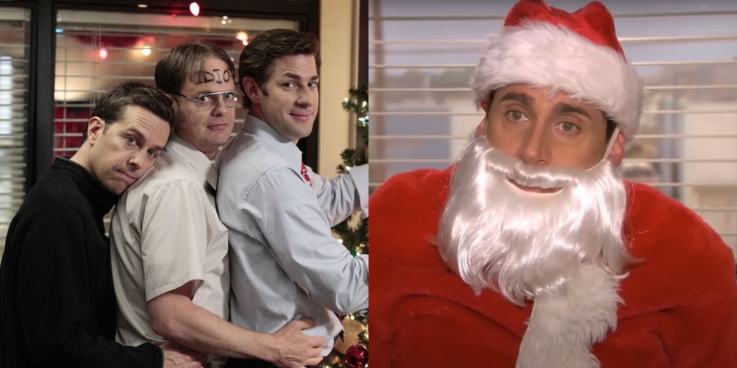Split Image of The Office Christmas Episodes