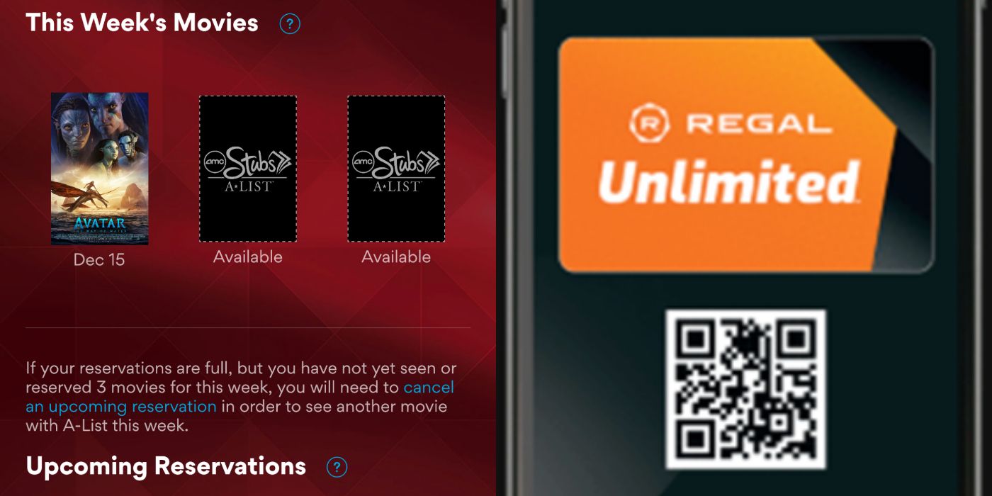 Spliti mage of AMC reservation and Regal Unlimited barcode 