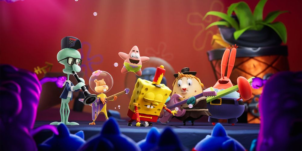 SpongeBob speelt op een feestje in SpongeBob SquarePants: The Cosmic Shake