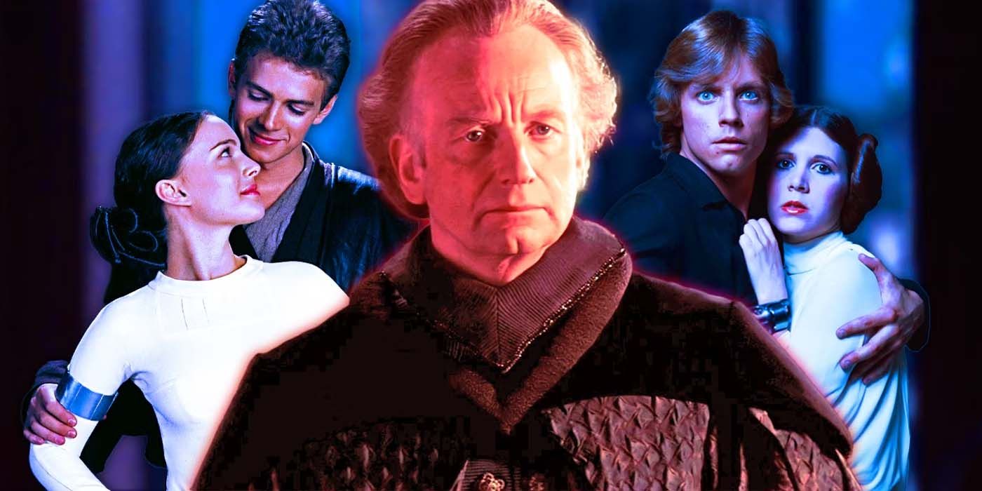 Padmé, Anakin, Palpatine, Luke, and Leia in Star Wars