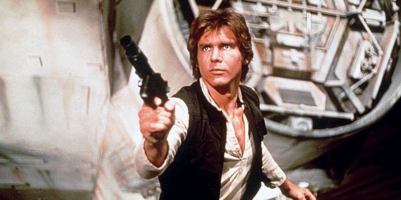 Han Solo aiming his blaster in Star Wars: A New Hope