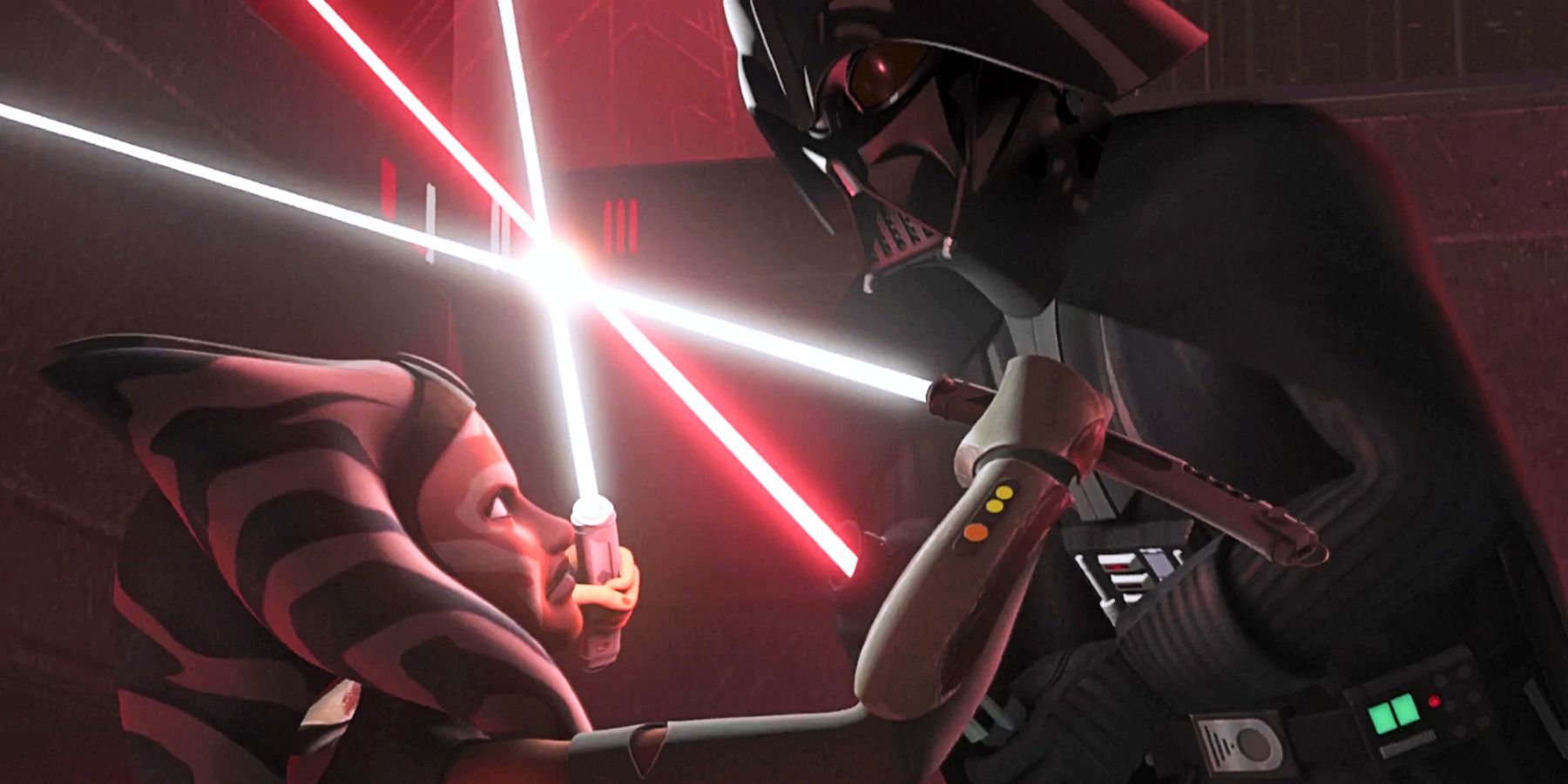 Ahsoka Tano contra Darth Vader en Malachor en Star Wars Rebels.