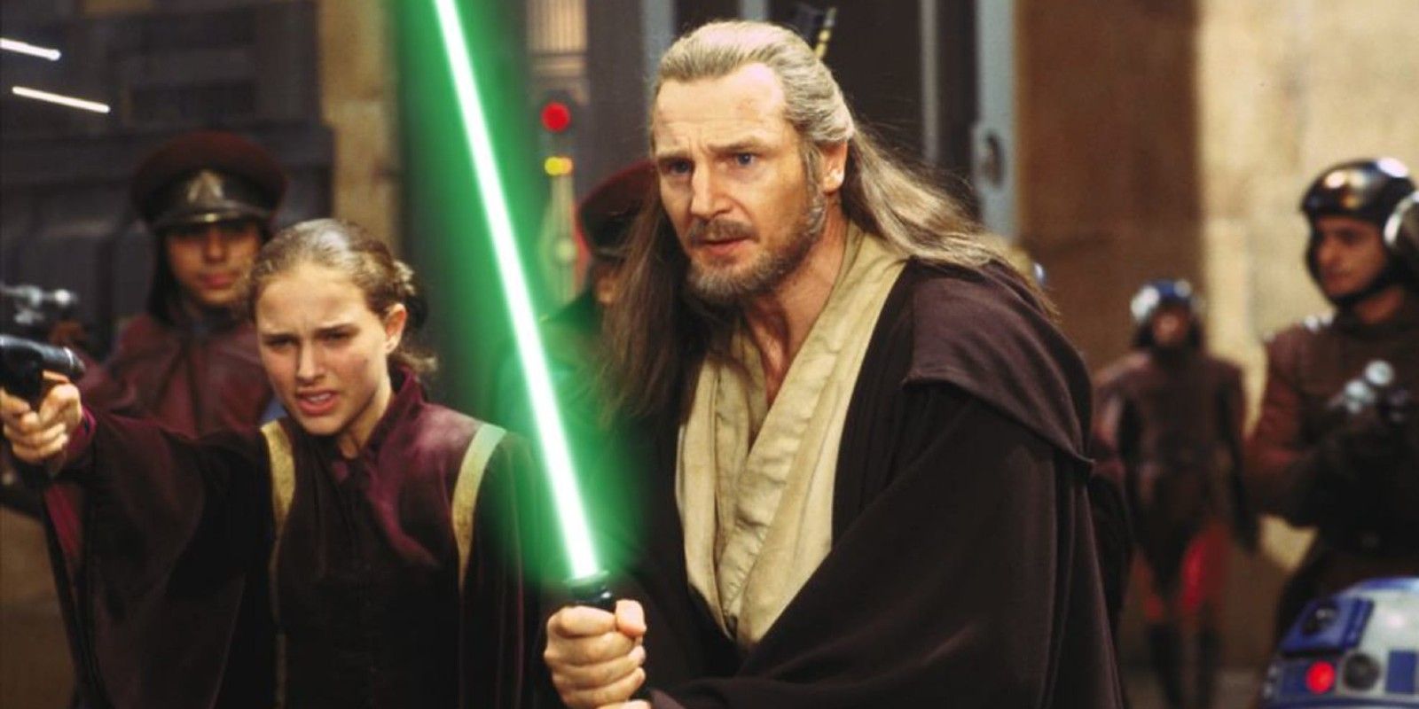 Star Wars A Ameaça Fantasma - Qui Gon Jinn - Liam Neeson e Padme - Natalie Portman