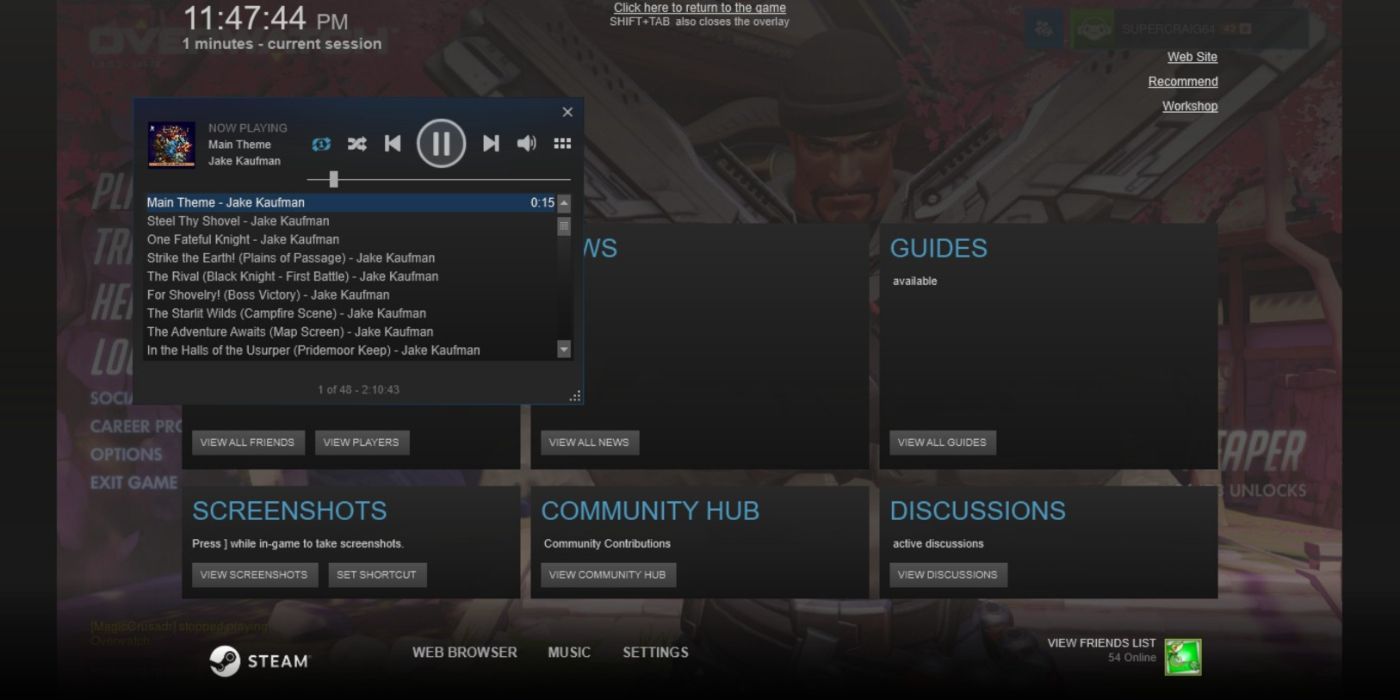 Captura de tela do Steam Overlay.