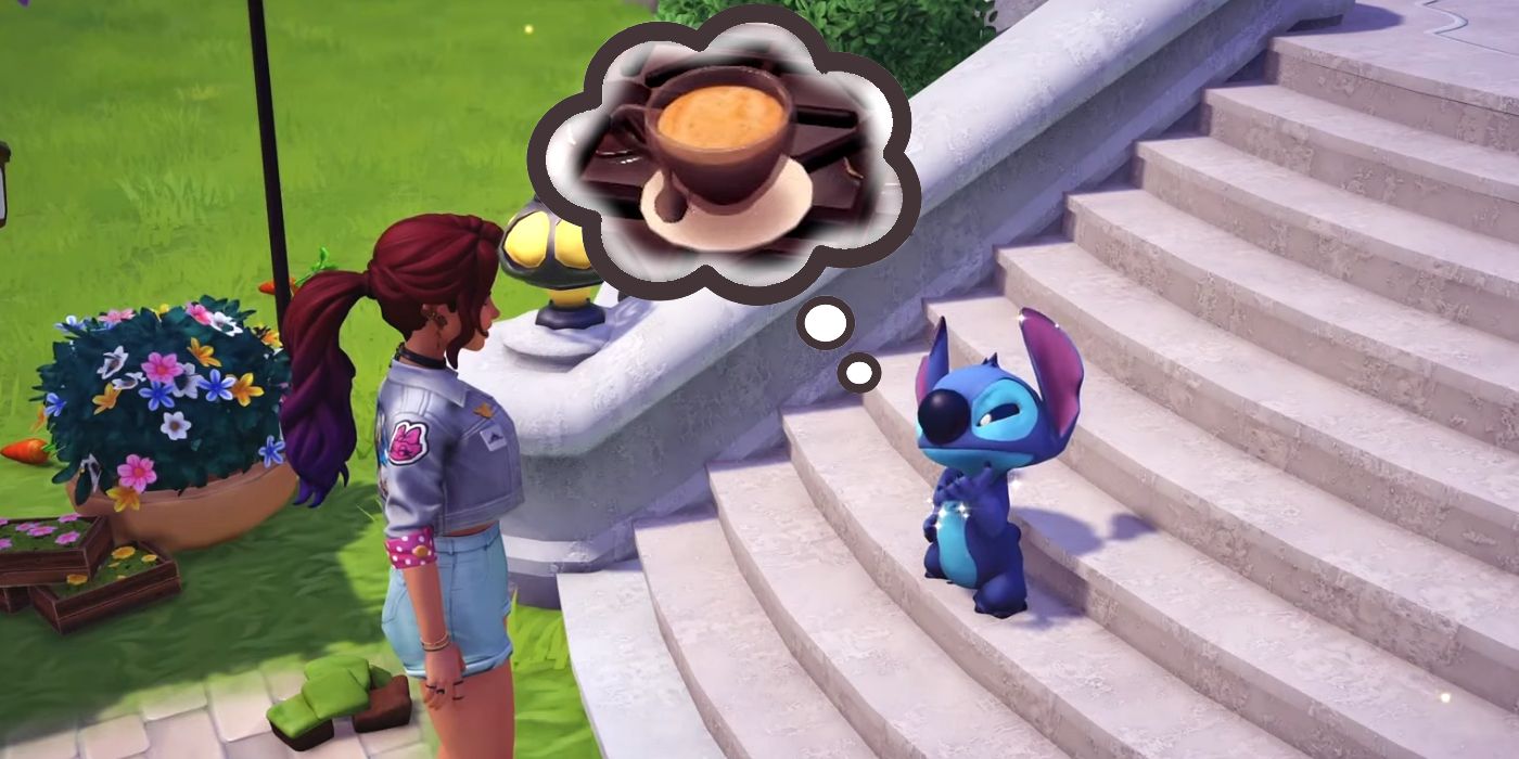 Stitch Thinking of Coffee During The Very Sleep Stitch Quest in Dreamlight Valley