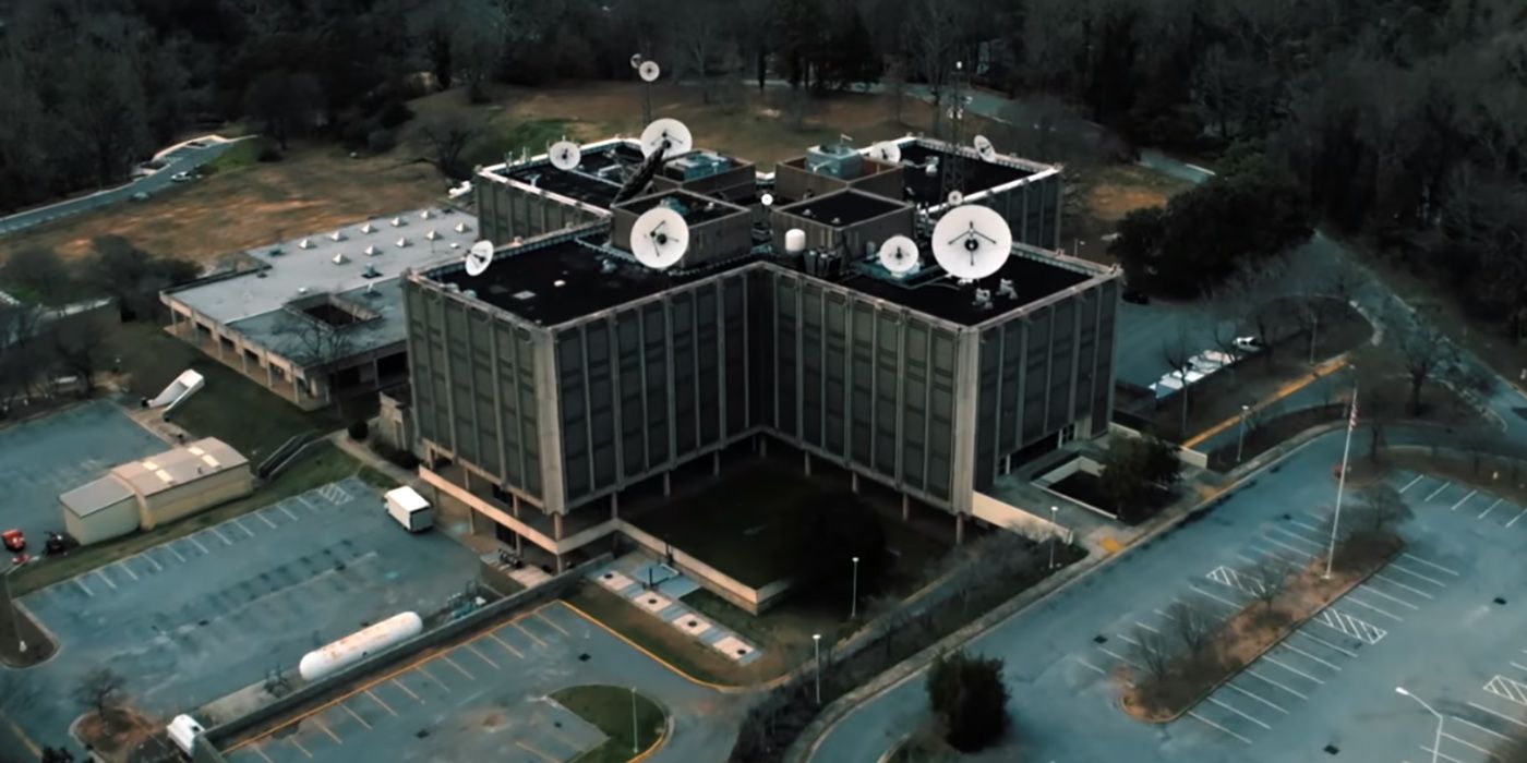 An overhead view of Hawkins Lab on Stranger Things.