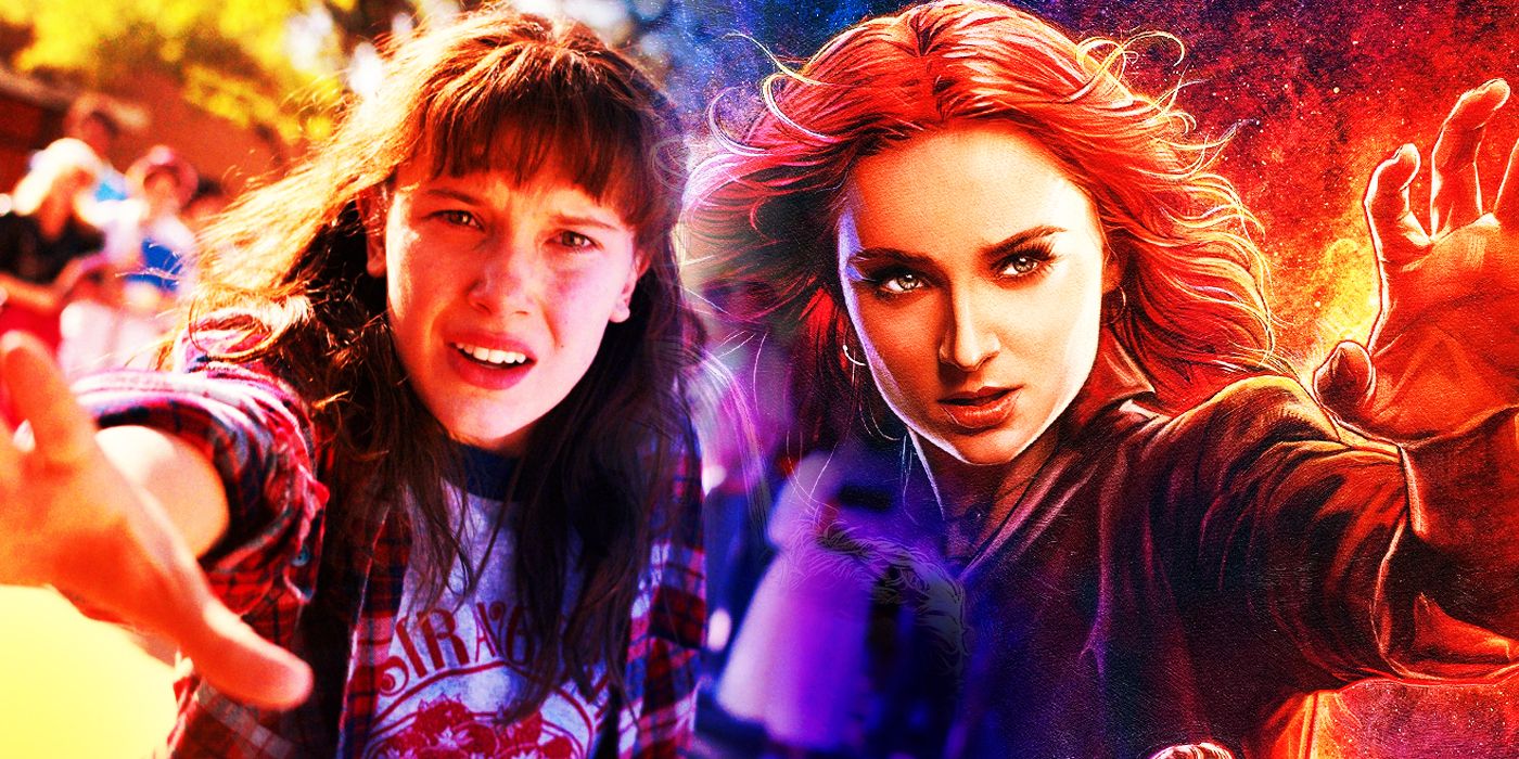 Eleven (Millie Bobby Brown) from Stranger Things and Jean Grey (Sophie Turner) from X-Men: Dark Phoenix