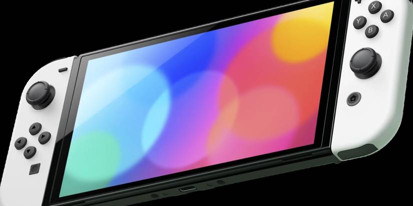 Promo image of the white Nintendo Switch OLED.