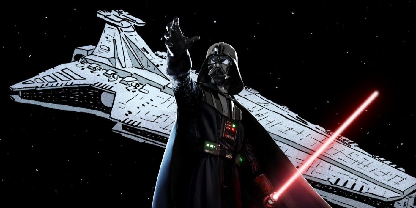 Darth Vader stands in front of the Executor, his personal Star Destroyer