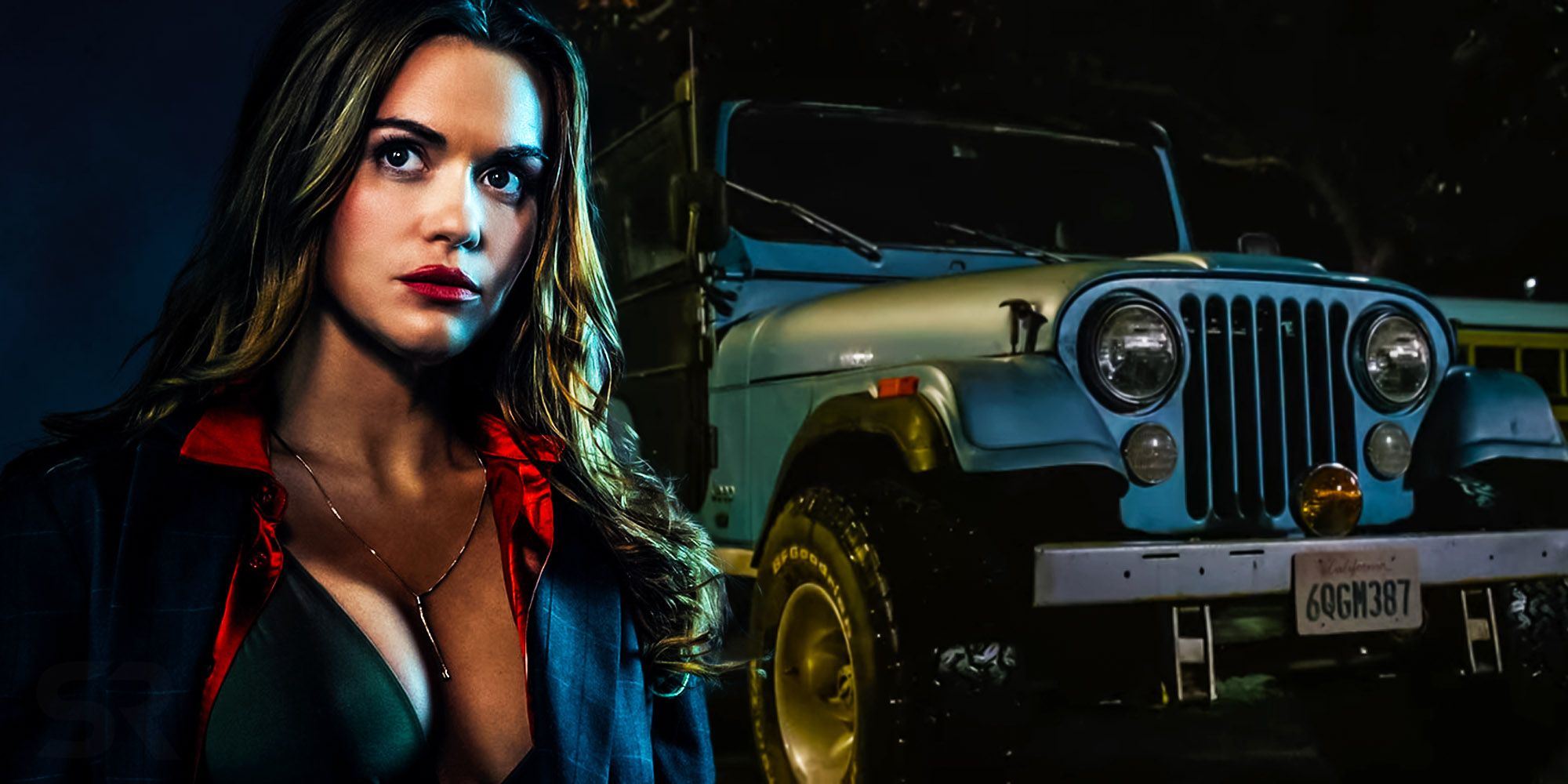 Blended image of Lydia and a Jeep in Teen Wolf the Movie