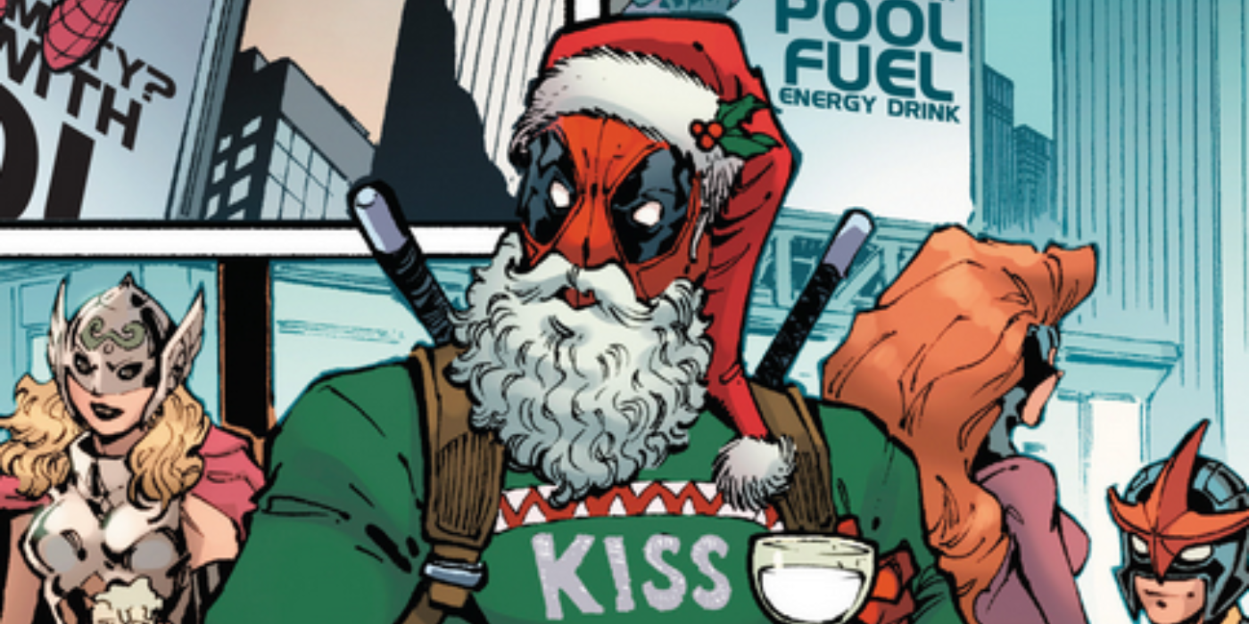 Deadpool avec un costume de Père Noël