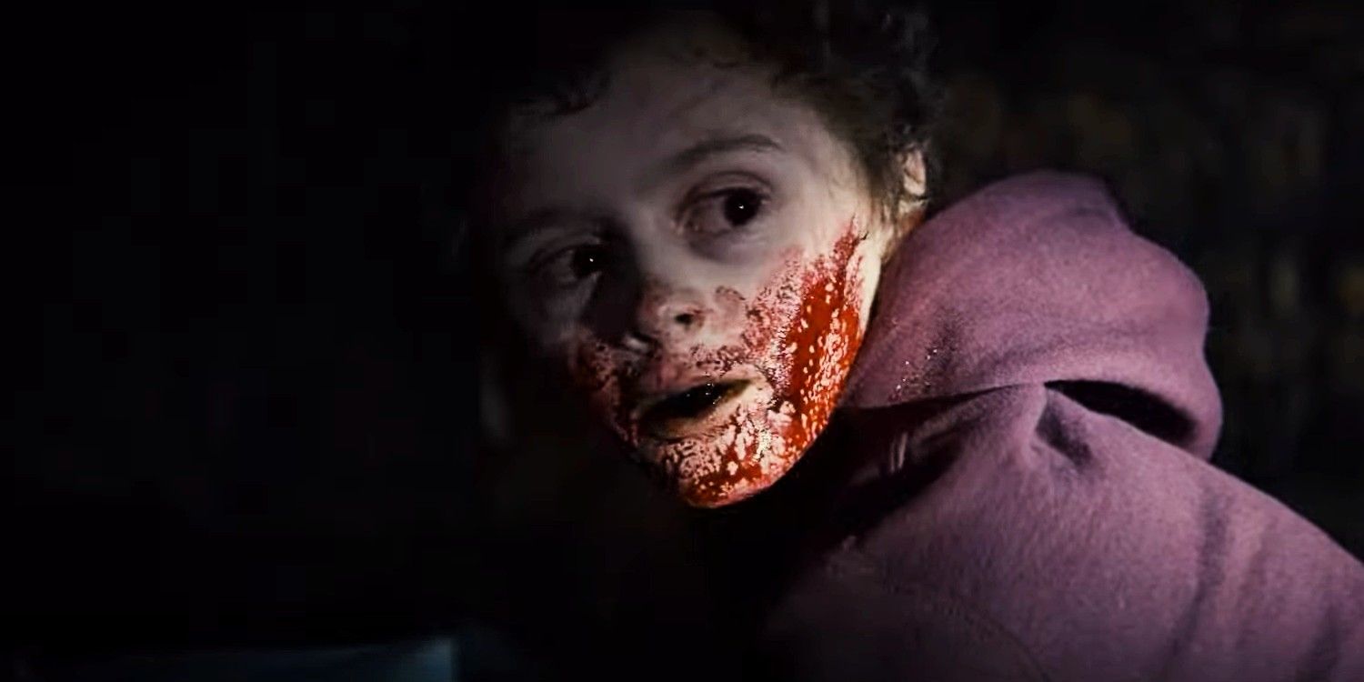 Een angstaanjagende kindervampier in de Blood-trailer