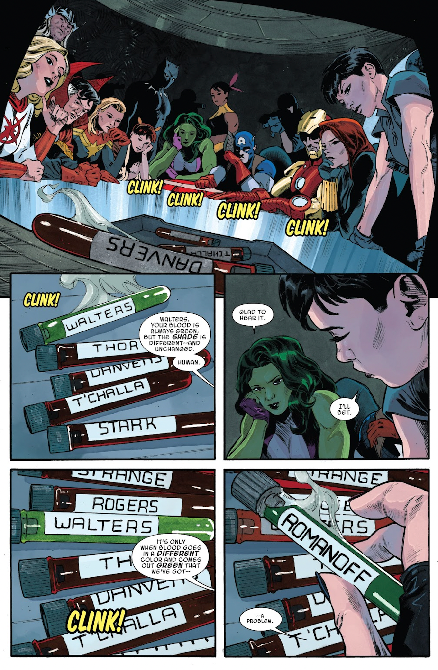 The Avengers take a Skrull blood test