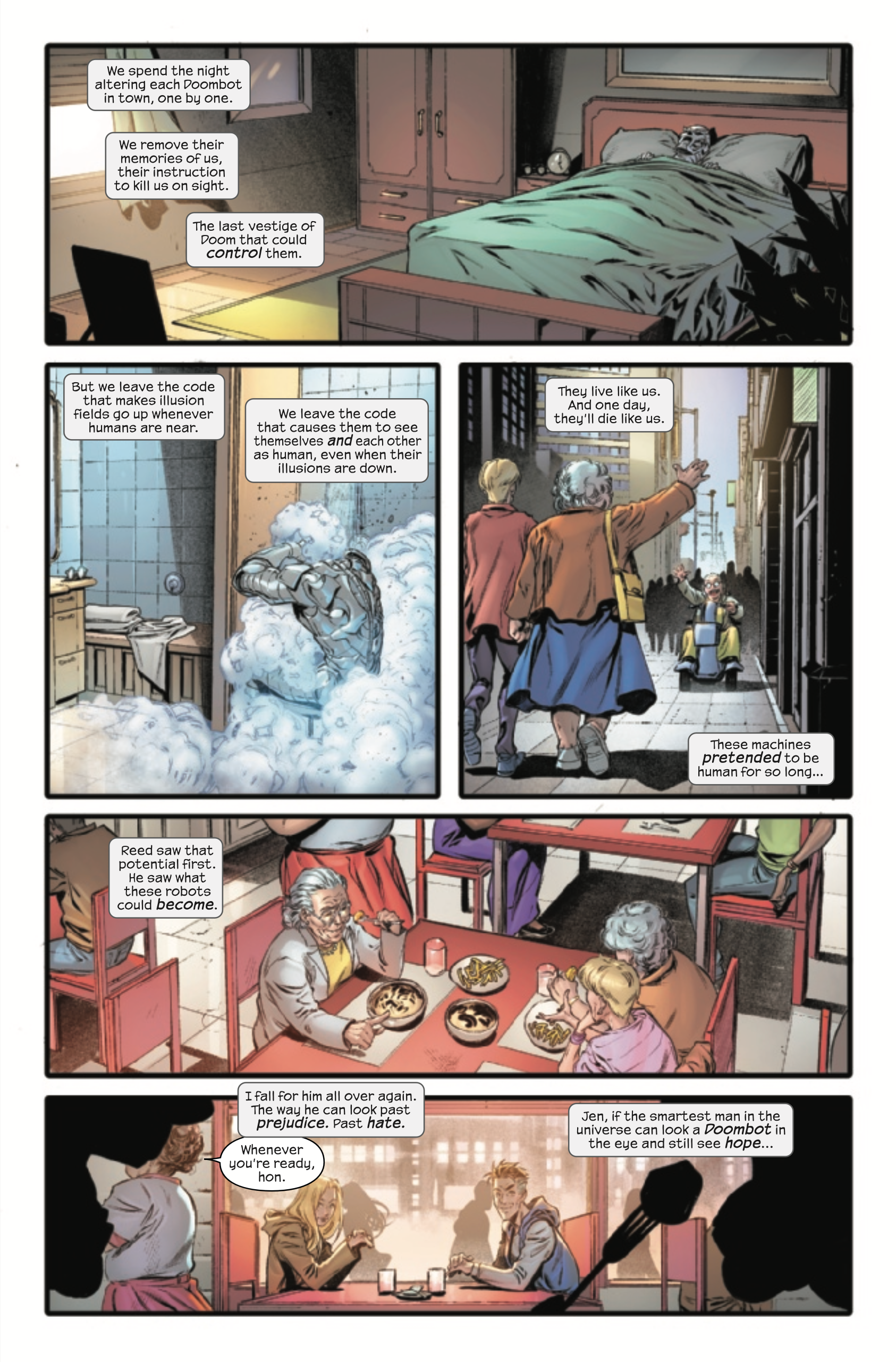The Fantastic Four meet Doombots who believe themselves human