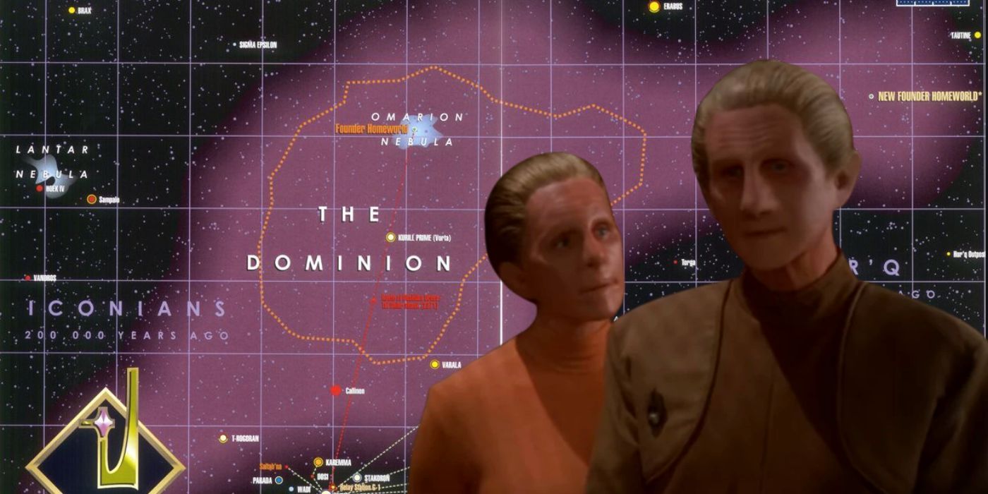 The Founders with the map of Gamma Quadrant in the background