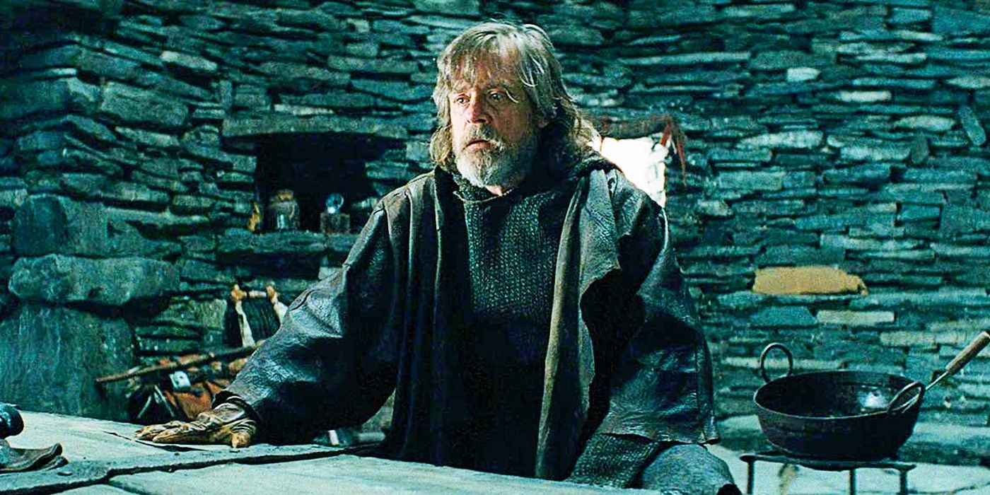 Mark Hamill as Luke Skywalker looking defeated in Star Wars: The Last Jedi.