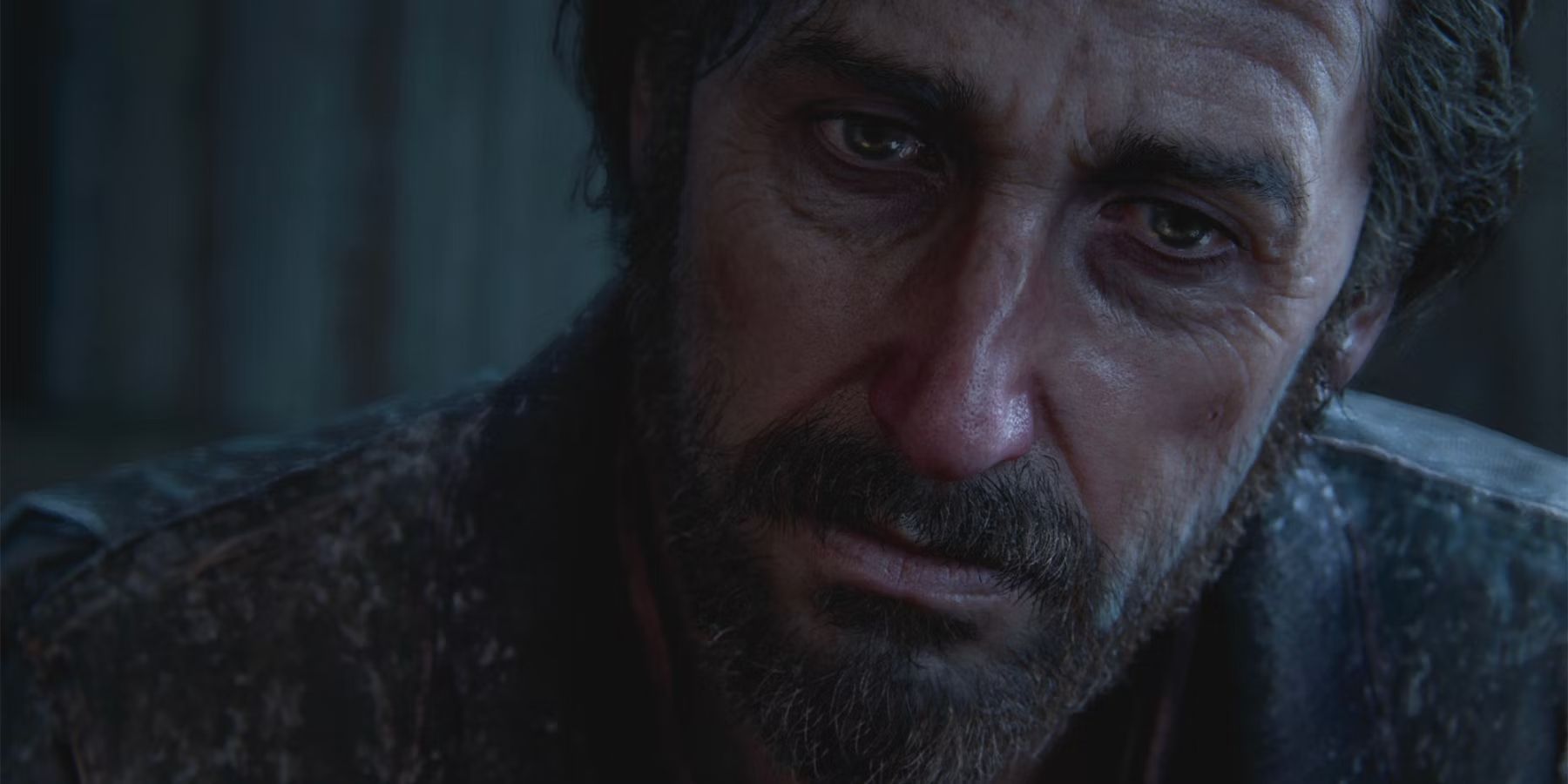 The Last of Us: a close-up of David as he stares at the ground in contemplation
