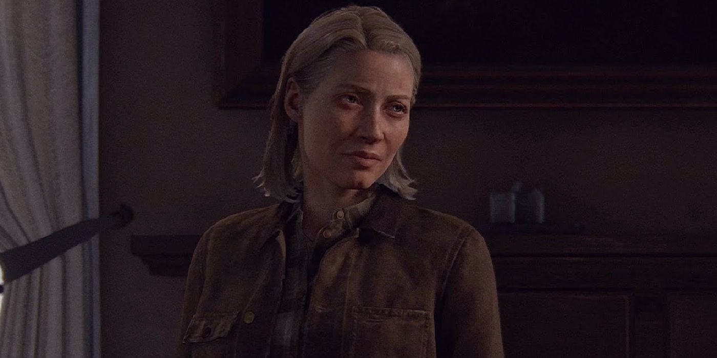 The Last of Us: Maria looks at someone offscreen with weary eyes