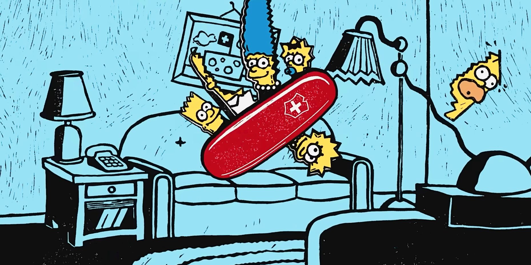 The Simpsons as a Swiss army knife in a couch gag
