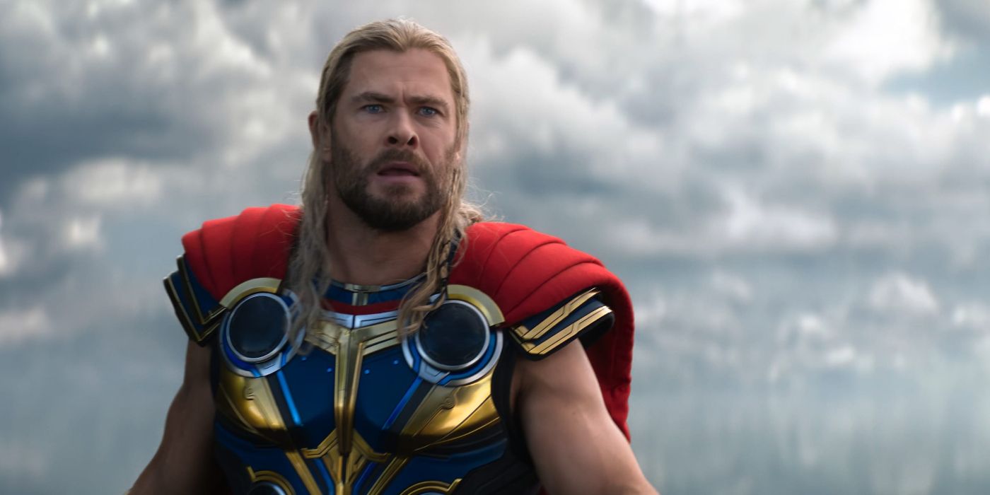 Thor: Love and Thunder: Thor (Chris Hemsworth) stands in Eternity's pool, staring at Gorr the God Butcher