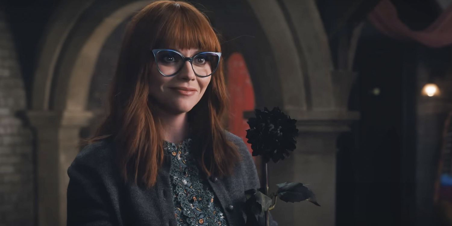 Thornhill gifts Wednesday a Black Dahlia when she moves to Nevermore in Wednesday on Netflix