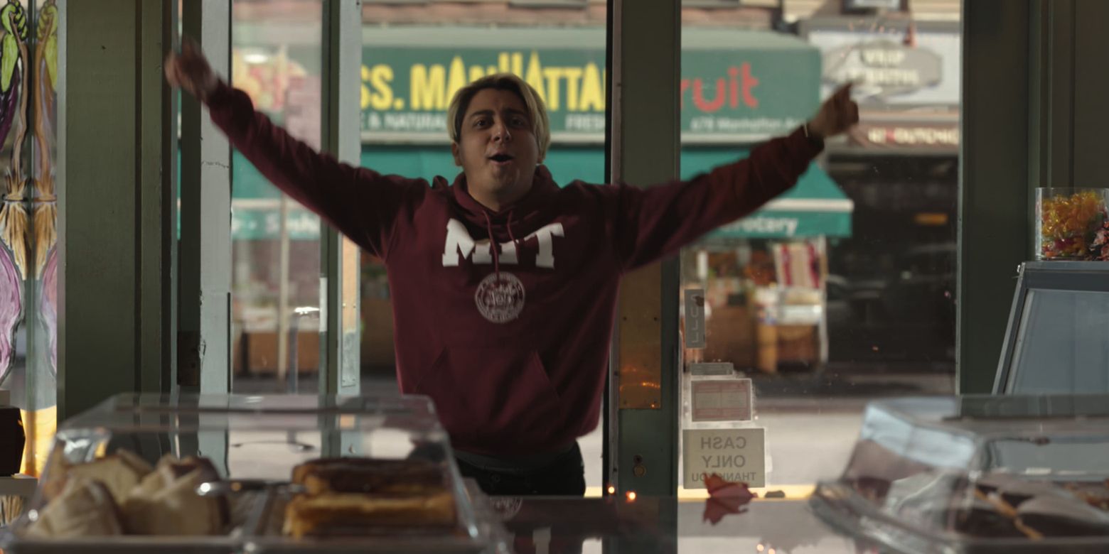 Tony Revolori as  Flash Thompson celebrating his MIT acceptance