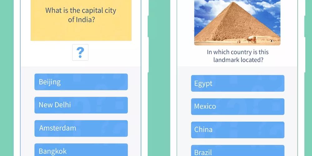 Geographical questions are asked in the Trivia 360 app