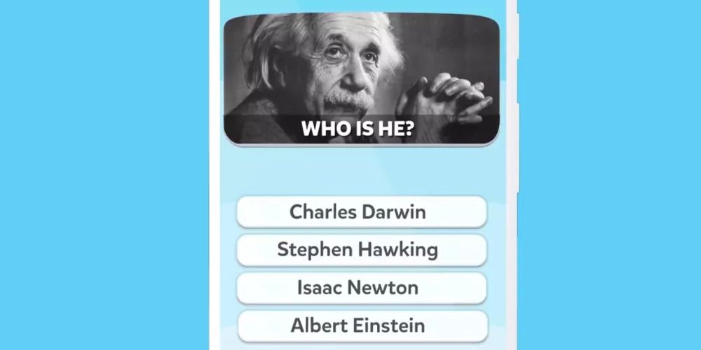 Einstein appears in a Trivia Crack 2 app question