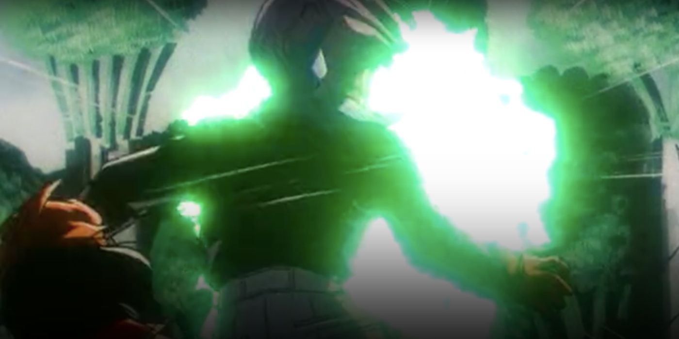 Trunks sacrificing himself for Pan.