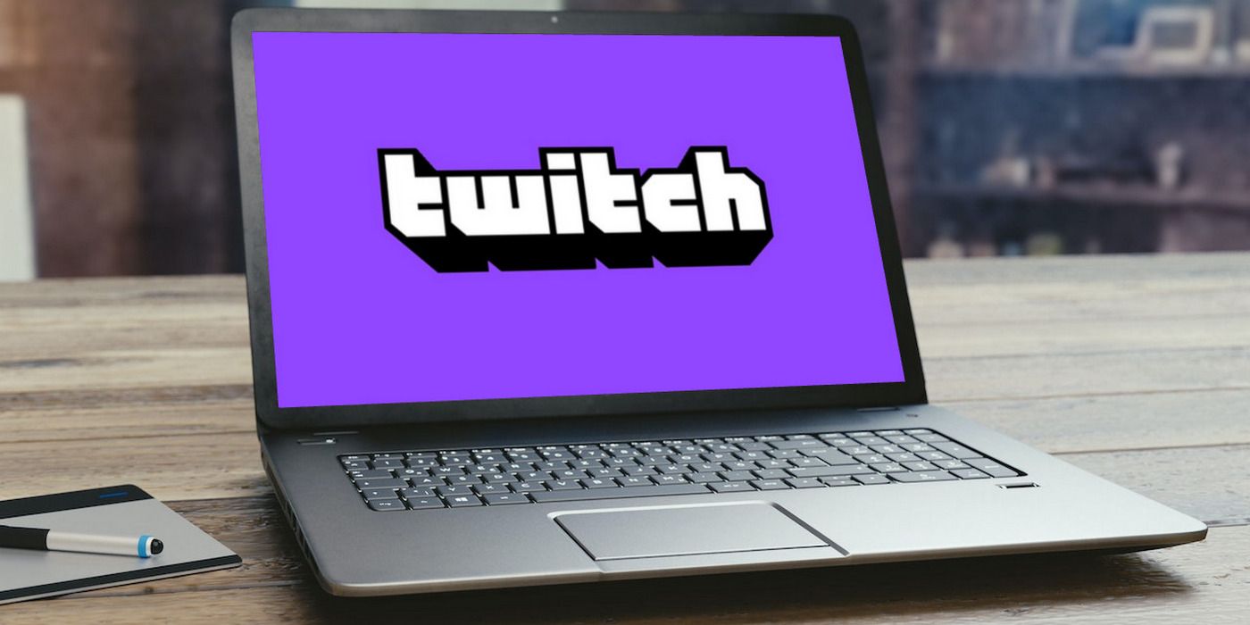 Twitch logo on laptop