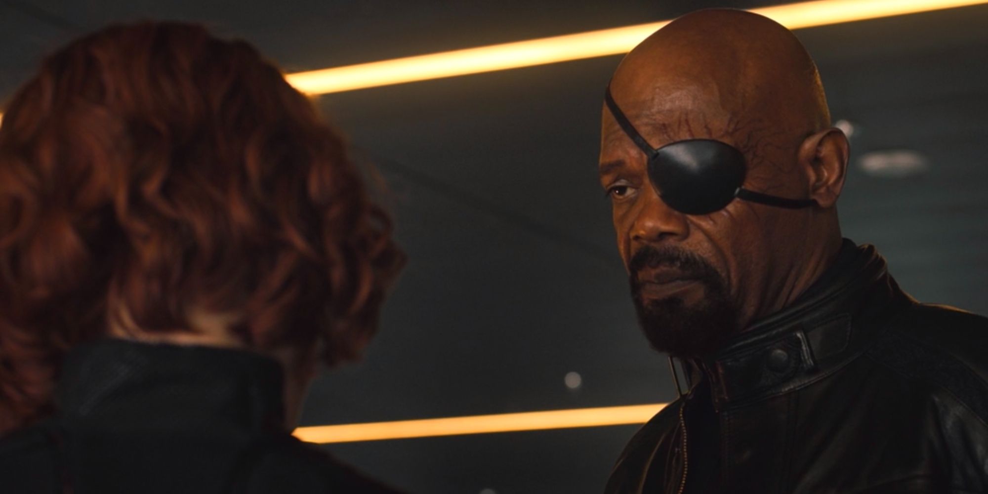 Avengers: Age of Ultron - Scarlett Johannson as Black Widow and Samuel L Jackson as Nick Fury