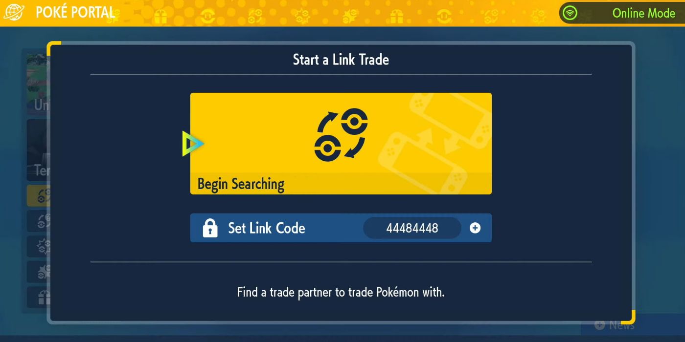 Usando um código de link para negociar com outro treinador em Pokémon Scarlet e Violet