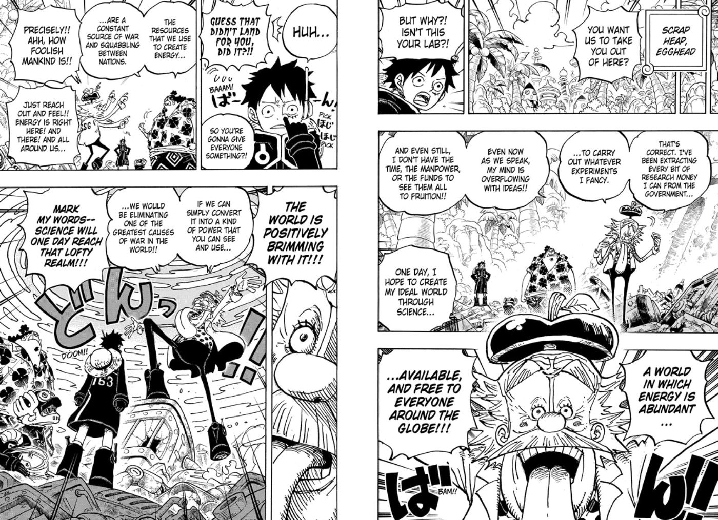 Dr. Vegapunk explains his dream to Luffy and the Straw Hats in One Piece.