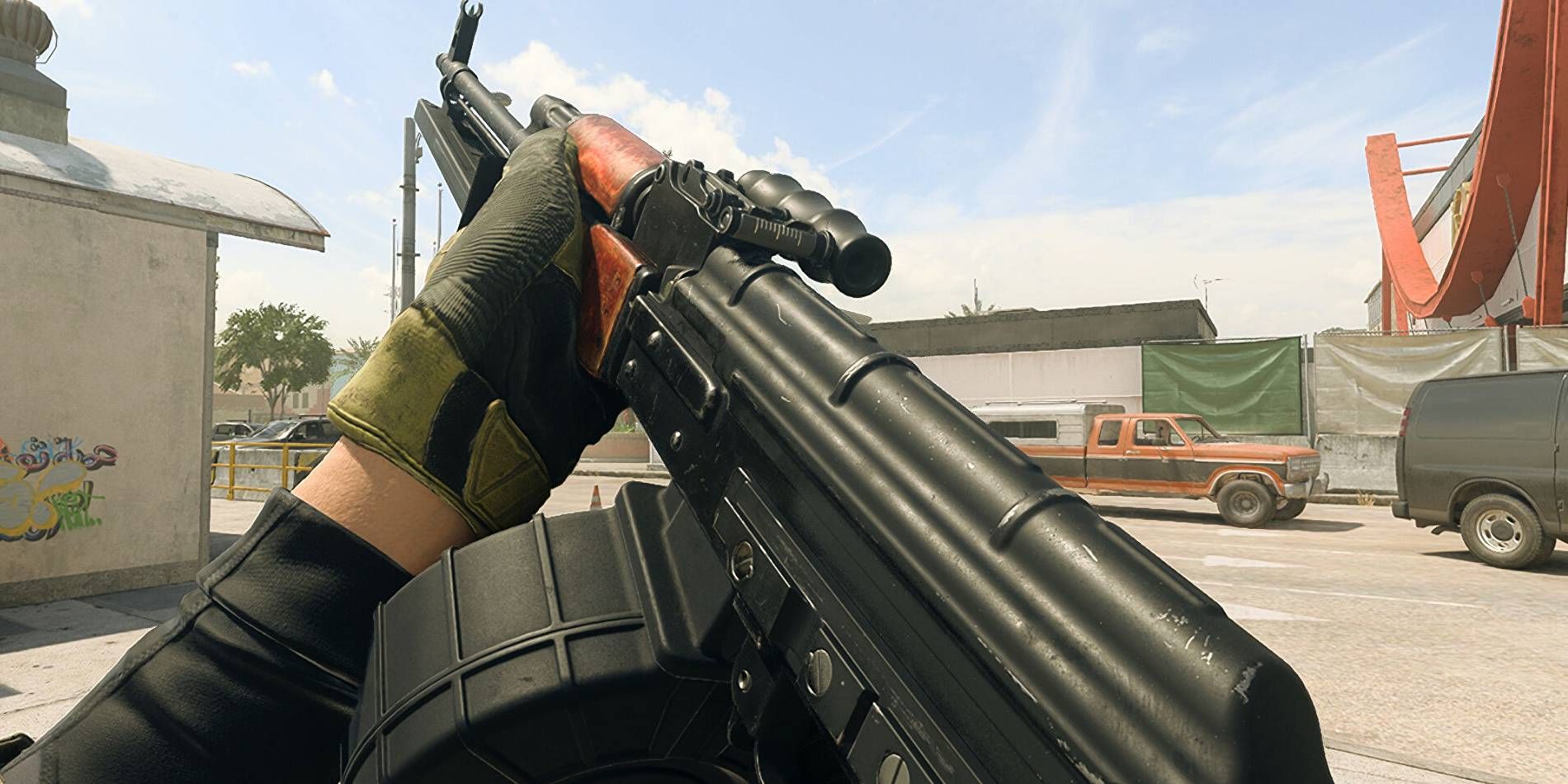 Call of Duty Warzone 2.0 RPK LMG Weapon Being Held in Players Hands Through Perspective Screenshot