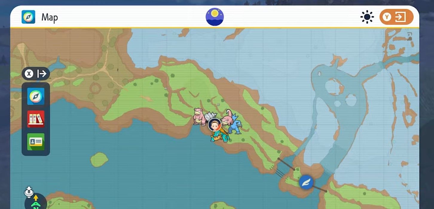 Localização do mapa Pokémon Scarlet & Violet da Caseroya Waterfall TM