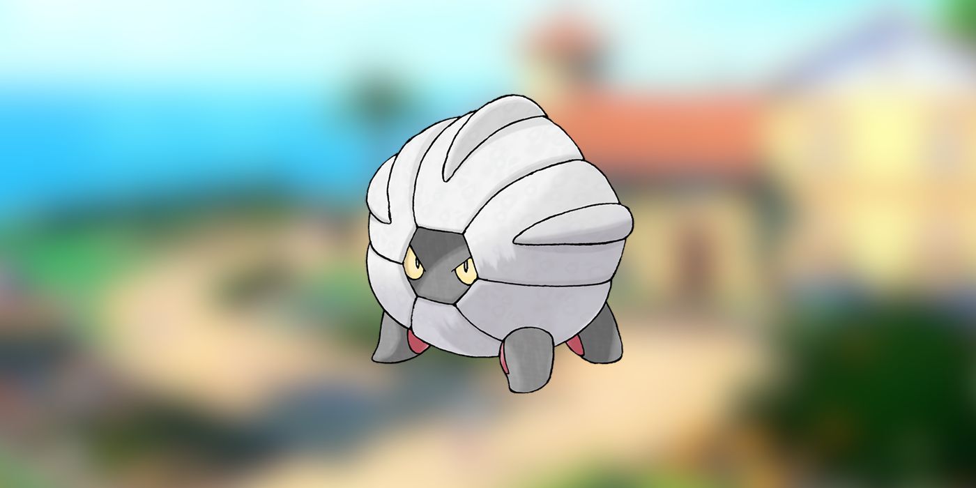 Shelgon with a blurred background of Pokémon Violet's open world