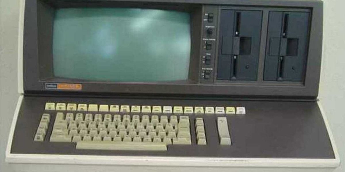 A word processor featuring a keyboard and small monitor 